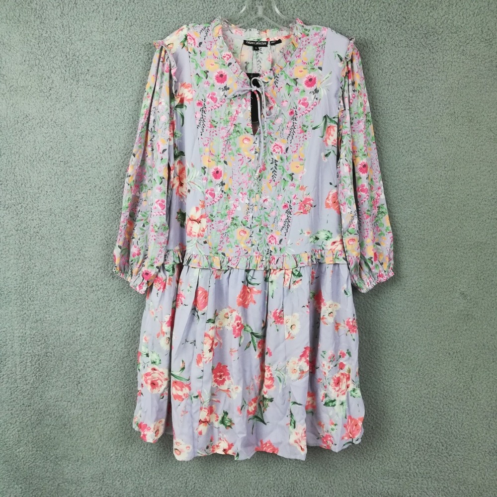 Tolani Collection Womens Dress Boho Ruffled Smock Orchid Lavender Floral M New